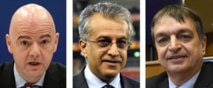 De gauche à droite Infantino; Salman et Champagne revent de succéder à Blatter